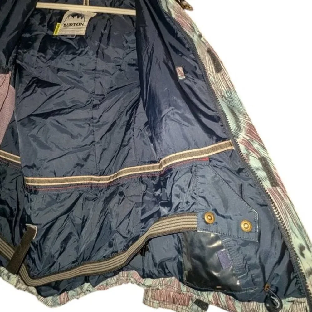 Burton Feathers Print Snow Snowboarding Ski Puffer Jet Set Dryride Jacket Coat